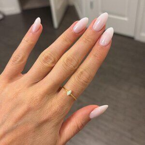 The Emilia Sz 6 Sterling silver gold opal oval ring